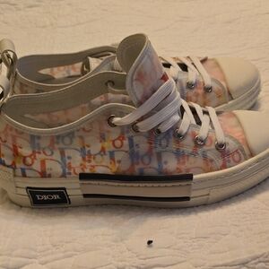 Dior Women's White Sneakers with Multicolor Logo
